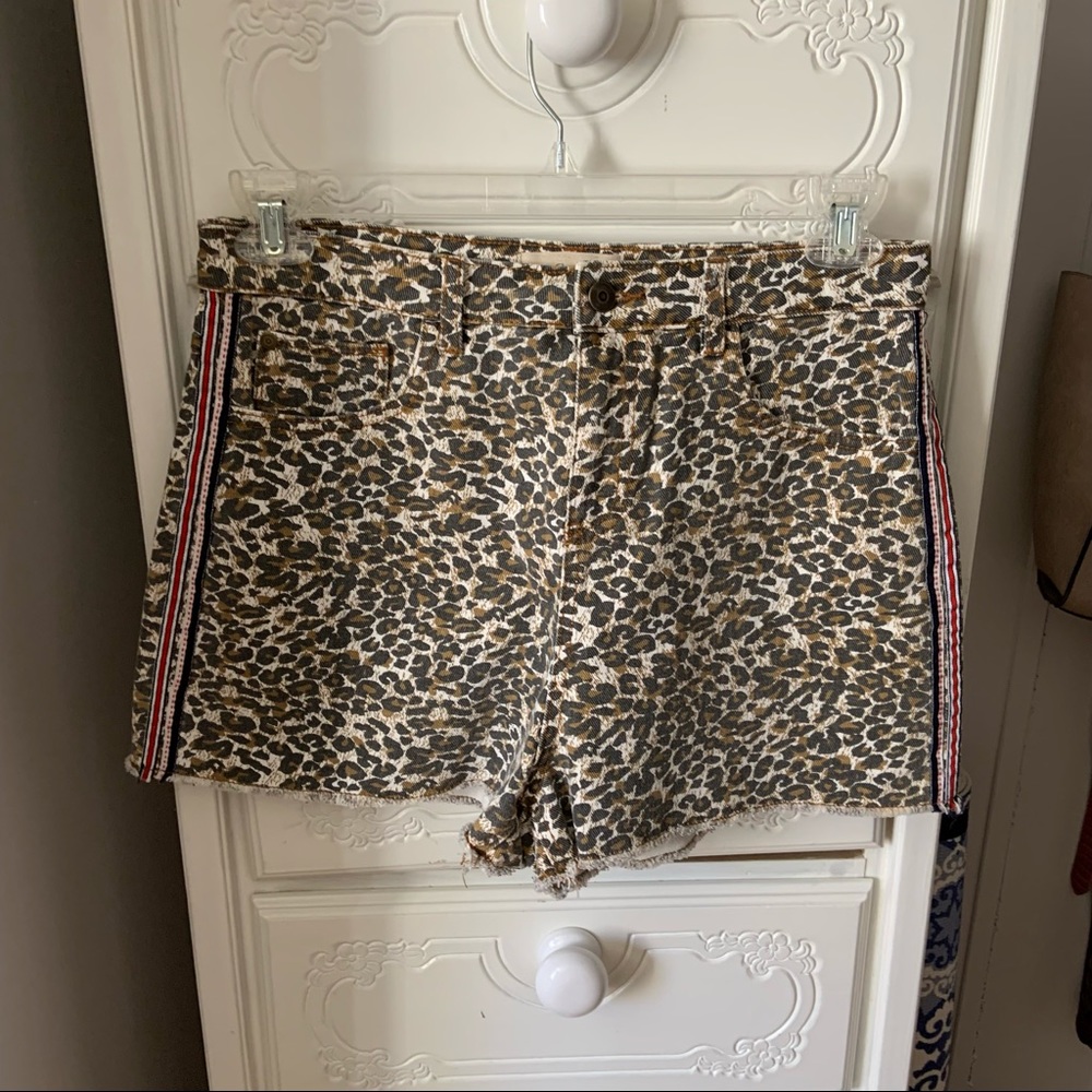 Chelsea & Violet Denim Cheeta Print Shorts